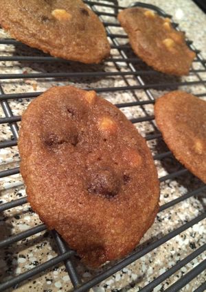 A picture of Eggless Whole Wheat Chocolate Chip Cookies.