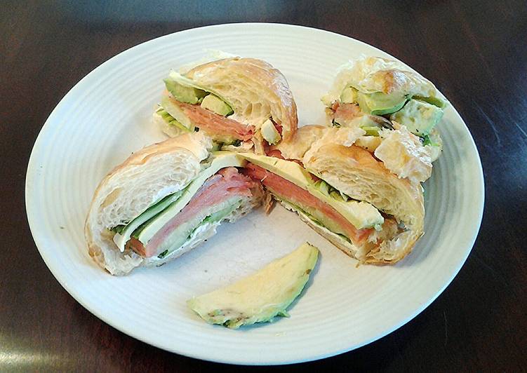 Avocado and Smoked  Salmon Croissant Sandwich