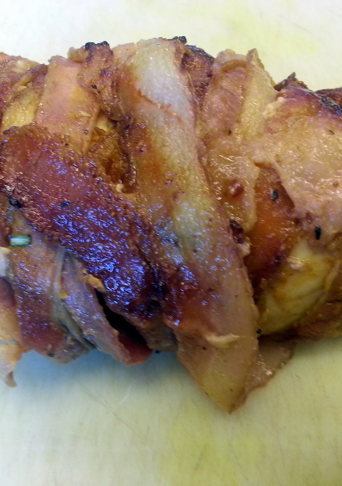 A picture of British Style Bacon Wrapped Chicken.
