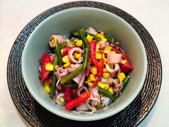 Langkah Mudah untuk Membikin Resep 567. Tumis Buncis Jagung Manis Cumi Asin yang  Bikin Ketagihan Anti Ribet, Mantap