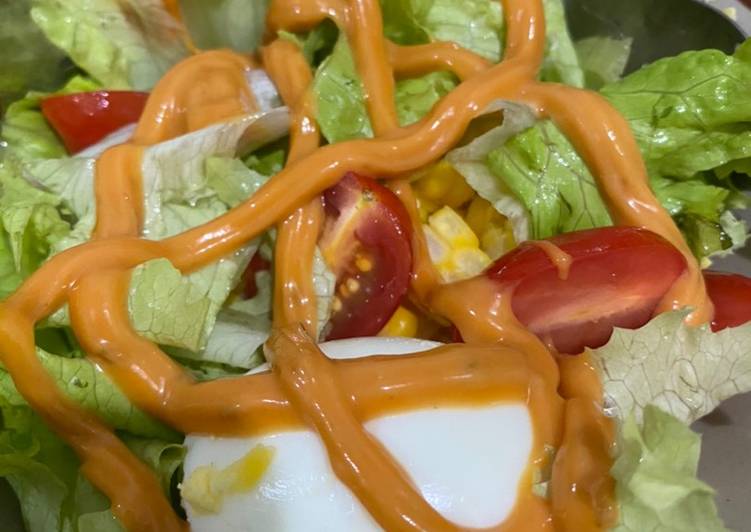 Resep Vegetable Salad with Thousand Island Dressing Super Enak