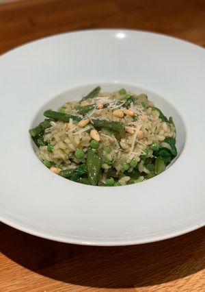 A picture of Green Veg & Pesto Risotto.