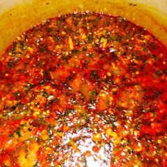 A picture of Okro with ugu.