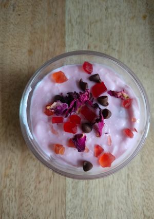 A picture of Rose Gulkand shrikhand 🌹.