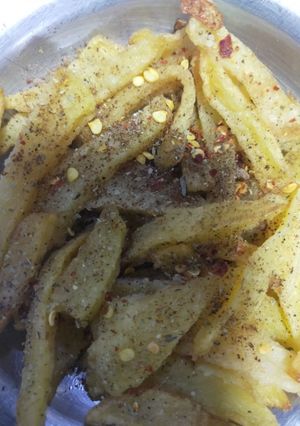 A picture of 3 spice fries.