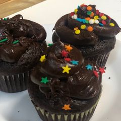 A picture of Moist Chocolate Cupcakes with Chocolate Buttercream Frosting- Kids Friendly.