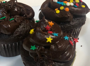 A picture of Moist Chocolate Cupcakes with Chocolate Buttercream Frosting- Kids Friendly.