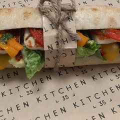 Grilled halloumi sandwich A picture of Grilled halloumi sandwich.