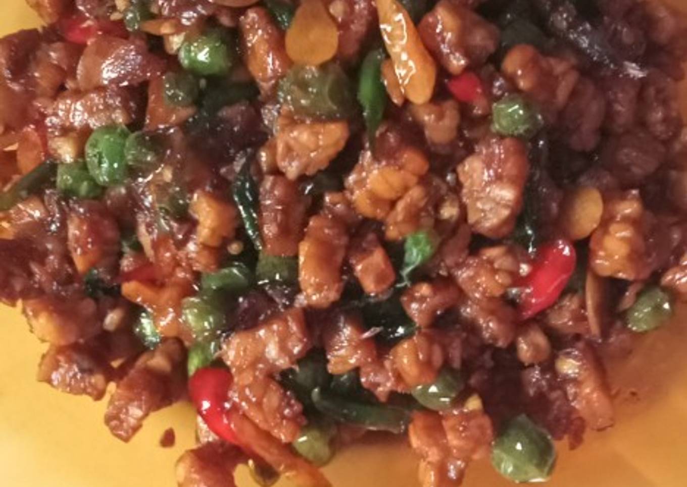 Oseng tempe leunca pedas manis