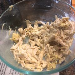 A picture of Delicious crock pot chicken salad.