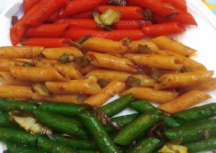 Tri colour pasta