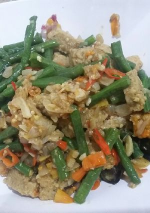 Foto resep Tumis oncom kacang panjang