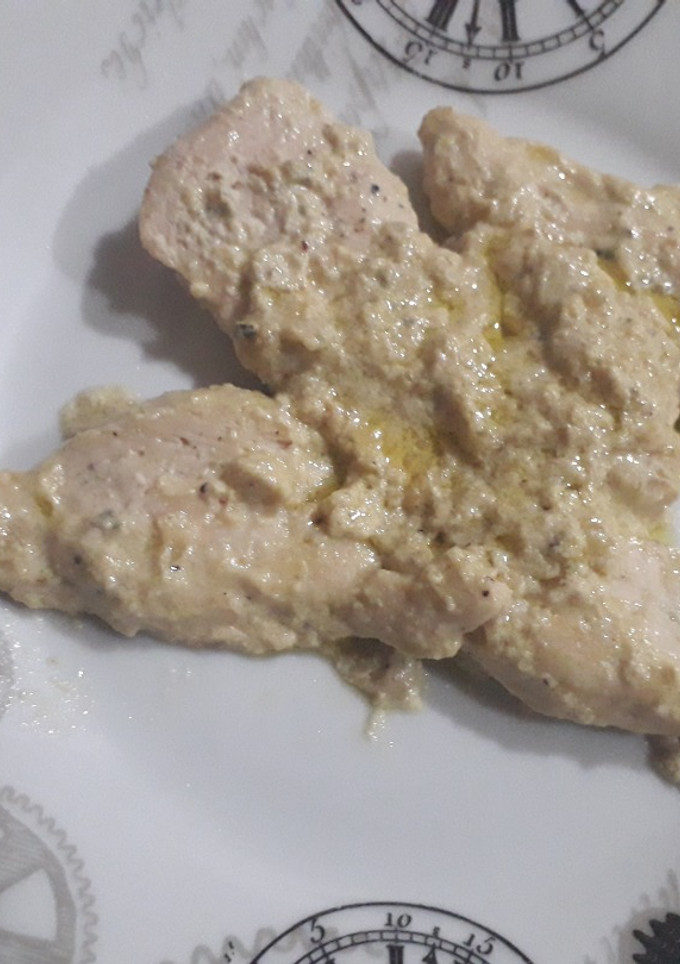 Una foto de Pechugas al roquefort a mi manera