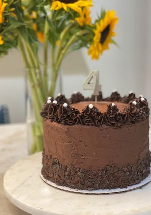 A picture of Nana’s Famous Chocolate Cake.