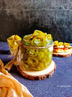 A picture of Homemade Pickled chillies.