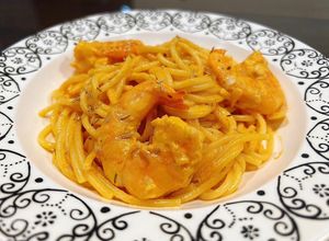 Hình của món Mỳ ý sốt kem tôm.