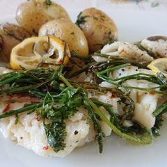 Baked Fish Parcels With Samphire A picture of Baked Fish Parcels With Samphire.