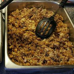 A picture of Brad's thanksgiving sausage pecan stuffing.