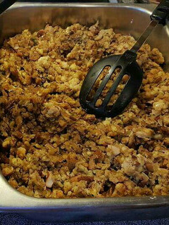 A picture of Brad's thanksgiving sausage pecan stuffing.