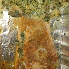 Stuffed seafood salmon A picture of Stuffed seafood salmon.