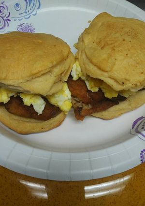 A picture of Fish and Egg Biscuits (American biscuits).