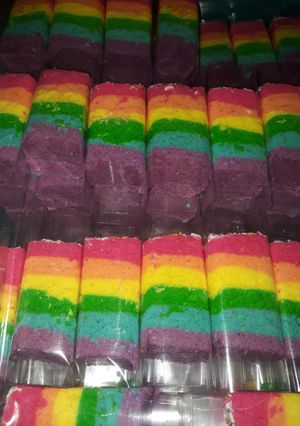 Foto resep Bolu Rainbow Kukus Ekonomis
