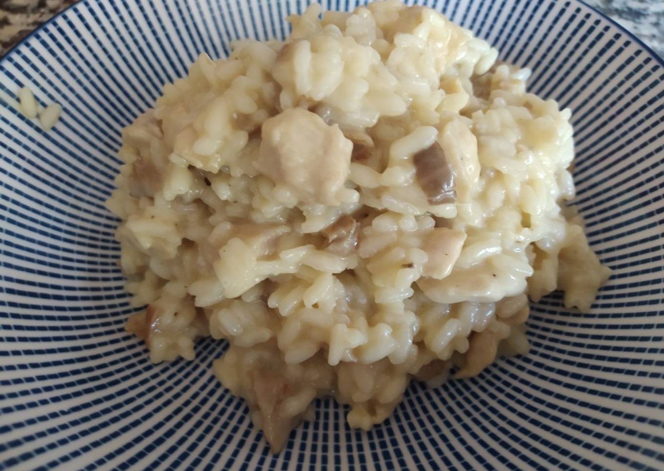 Risotto de pollo y setas