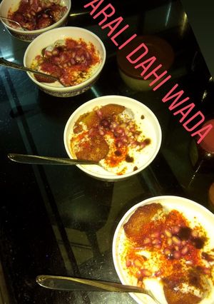 A picture of Aloo Singhara Dahi Vada.