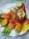 Sudado de pescado con camote