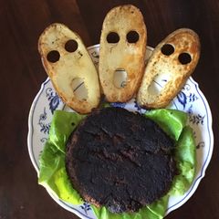 A picture of California Farm Halloween Blood Sausage with Ghoul Wine.
