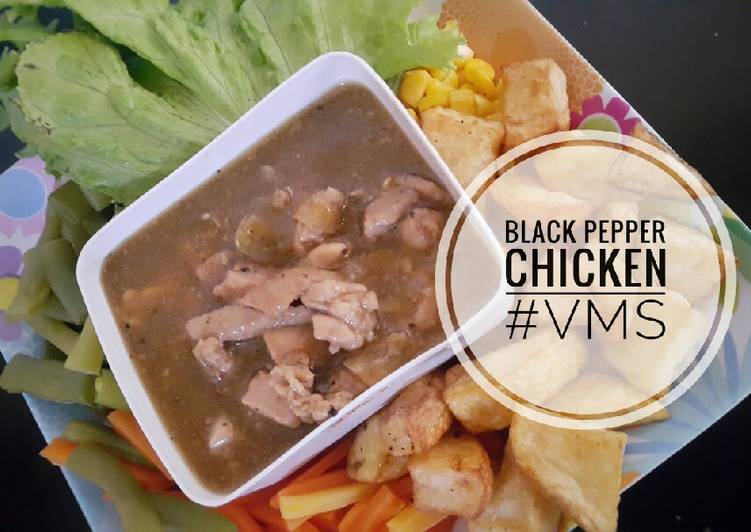 Ayam lada hitam & sayur lalap