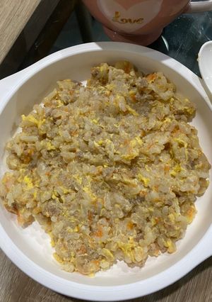 Foto resep [MPASI] Nasi Tim Daging Telor 10mo+