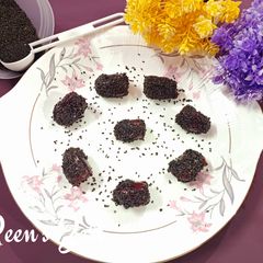 A picture of Chia Seeds covered Dates.