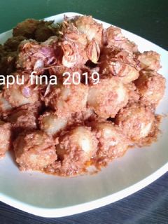 Foto resep Bakso udang bumbu kacang/ cilok bumbu kacang