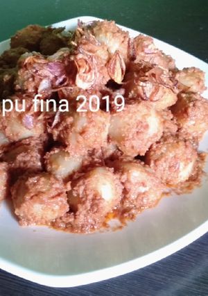 Foto resep Bakso udang bumbu kacang/ cilok bumbu kacang