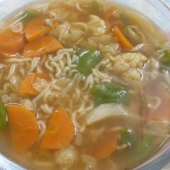 A picture of Clear vegetables noodle soup.