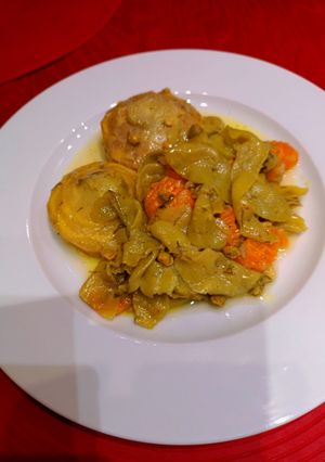 Φωτογραφία της συνταγής Μπιζέλια με αγκινάρες στην χύτρα!!!