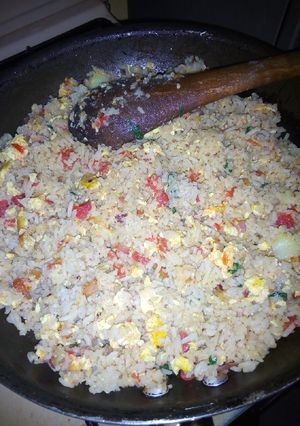 A picture of Scrambled egg Rice #AuthorMarathon.