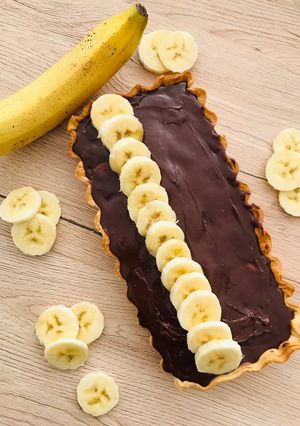 Une photo de Tarte chocolat bananes