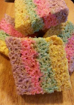 A picture of Layered "Peeps" Rice Krispie Treats.