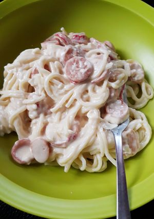 Foto resep Spaghetti saus carbonara simpel