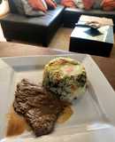 Arroz con acelga y huevos al vapor