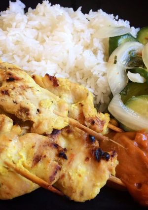 A picture of Coconut Curry Chicken Satay.
