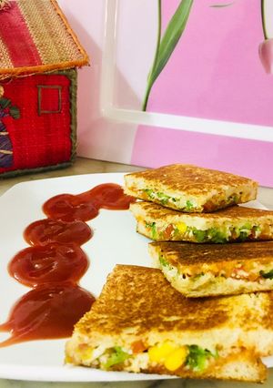 A picture of #dussehraVeggie Stuffed Tava SandwichPost 1.