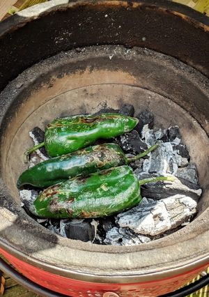 A picture of Roasted Poblano Peppers.