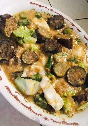 A picture of Vegetables in Coconut Milk and Squash Pureé (Filipino Ginataang Gulay with a Twist).
