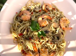 Foto resep Angel Hair Aglio E Olio with Shrimp