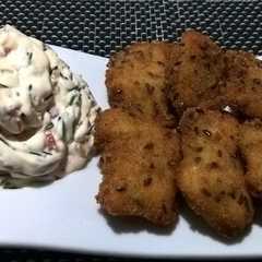 A picture of Nuggets de pollo crocantes con domo de queso saborizado!.