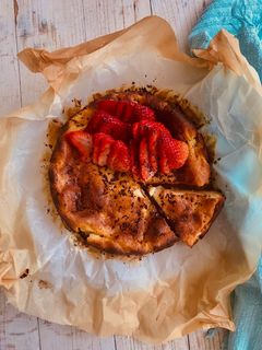 Una foto de Tarta de yogur de stracciatella