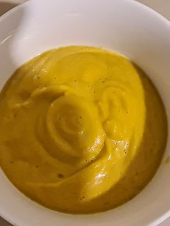 A picture of Butternut and carrot soup.